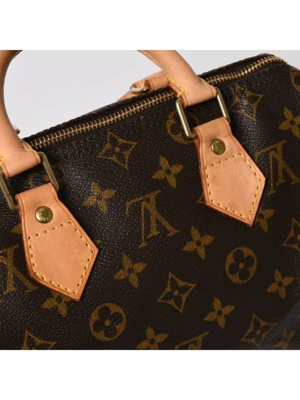 Louis Vuitton Speedy 25 Handbag Monogram Leather Brown Gold